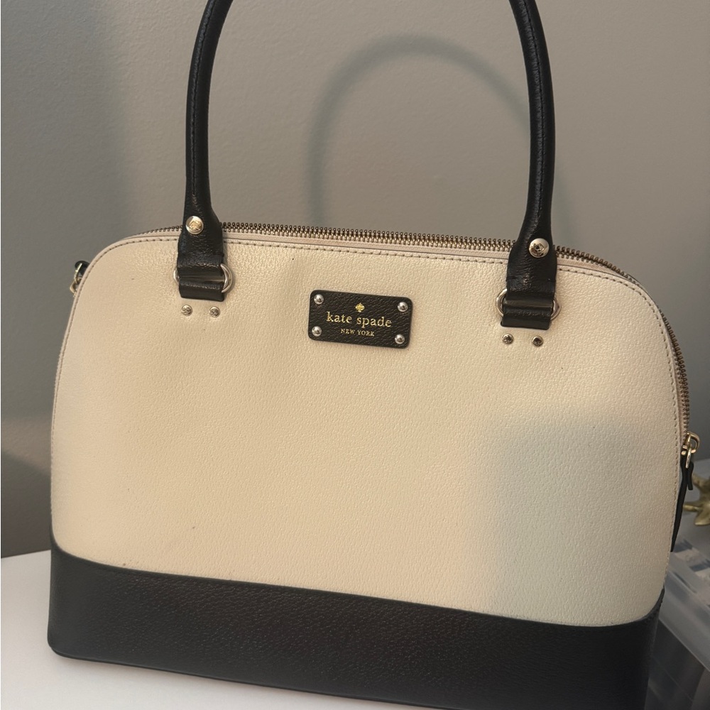 Kate Spade Rachelle Berkeley Lane Leather Satchel - Cream and Black